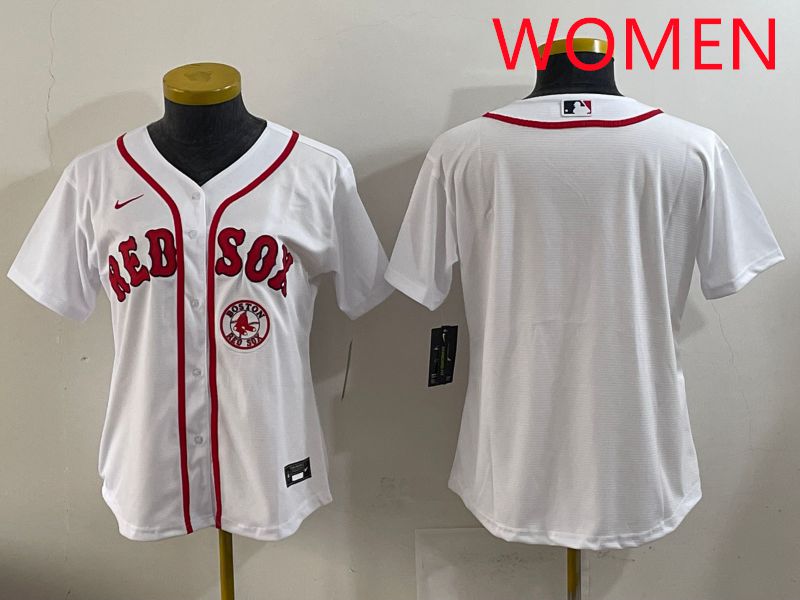 Women 2025 Boston Red Sox Blank White Game Nike MLB Jersey style 4->women mlb jersey->Women Jersey